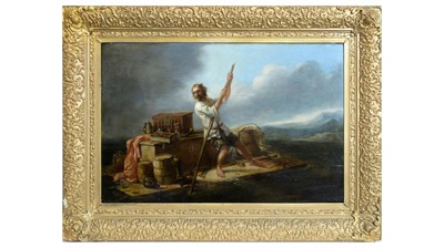 Lot 639 - 19th Century British School - Robinson Crusoe Navigating His Wooden Raft Laden with Salvage | oil
