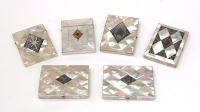 Lot 413 - Six various early Victorian mother-of-pearl card cases.