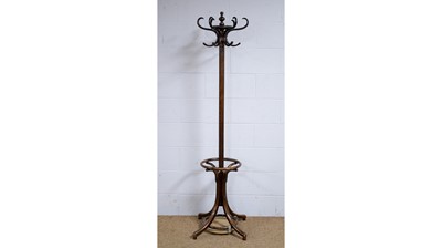Lot 28 - A vintage stained bent beechwood hat, coat and stick stand.