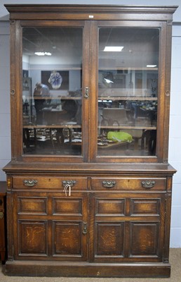 Lot 73 - Early 20th century Edwardian oak glazed bookcase
