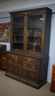 Lot 73 - Early 20th century Edwardian oak glazed bookcase
