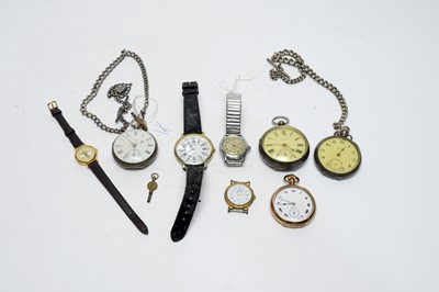 Lot 166 - Three silver cased open faced pocket watches and other watches