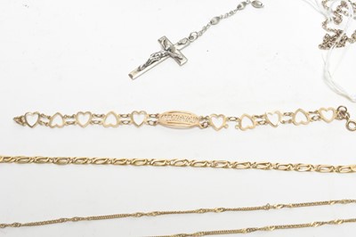 Lot 167 - A selection of gold and silver jewellery.