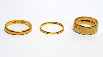 Lot 140 - Three gold rings.