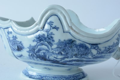 Lot 721 - Two Chinese blue and white sauceboats