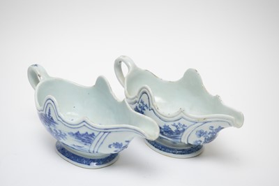Lot 721 - Two Chinese blue and white sauceboats