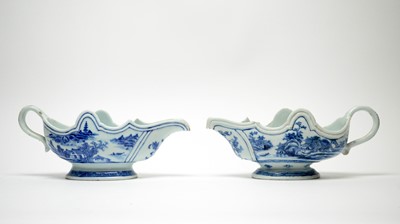 Lot 857 - Two Chinese blue and white sauceboats