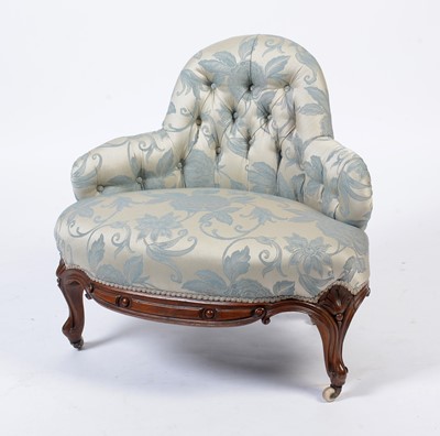 Lot 1175 - A Victorian button-back corner/tub chair