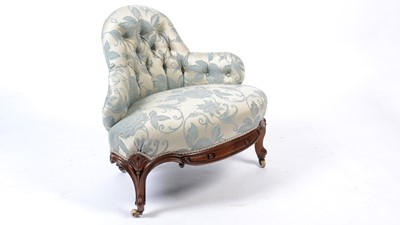 Lot 1175 - A Victorian button-back corner/tub chair