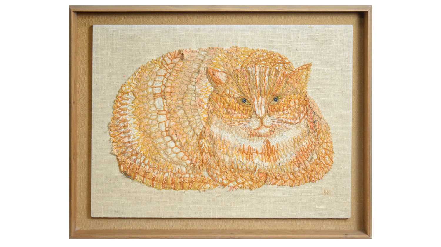 Lot 199 - Betty Fraser Myerscough - Orange Tabby | wool and linen needlework picture
