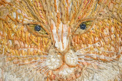 Lot 199 - Betty Fraser Myerscough - Orange Tabby | wool and linen needlework picture
