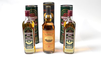 Lot 795 - Glenmorangie single malt whisky 18 year old & two Bushmills 10 year old whisky