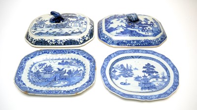 Lot 855 - Two Chinese export dishes and two tureen covers.