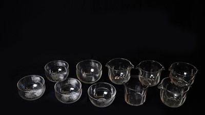 Lot 936 - Five 19th century glass finger bowls and five rinsers