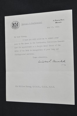 Lot 1044 - Sir William Strang, Order of the Bath collar and star, with Winston Churchill letter.