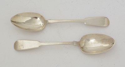 Lot 6 - A pair of silver Scottish Provincial dessert spoons.