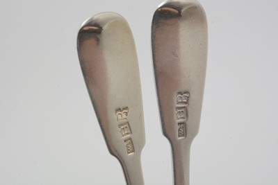 Lot 6 - A pair of silver Scottish Provincial dessert spoons.