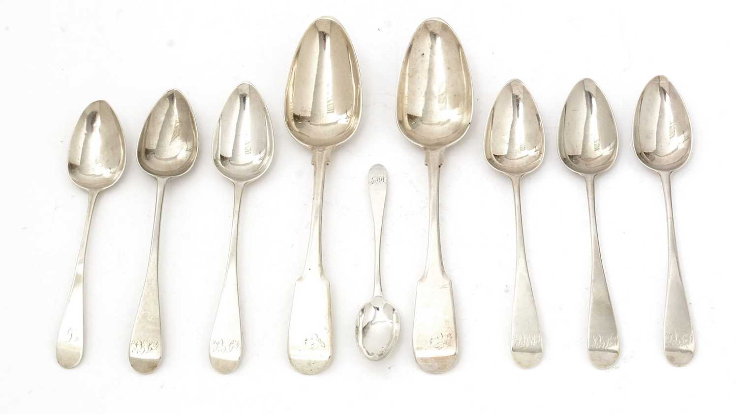 Lot 13 - A section of dessert spoons; teaspoon; and tablespoons, various makers.