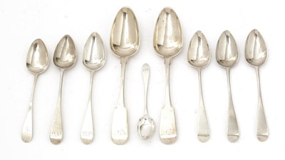 Lot 13 - A section of dessert spoons; teaspoon; and tablespoons, various makers.