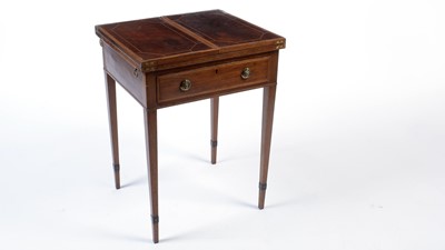 Lot 1131 - A George III mahogany and satinwood banded games table.