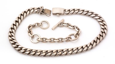 Lot 182 - A heavy curb link silver necklace, by Versani, and a bracelet