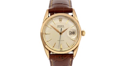 Lot 602 - Rolex Oysterdate Precision: a gold mounted metal-cased manual wind wristwatch