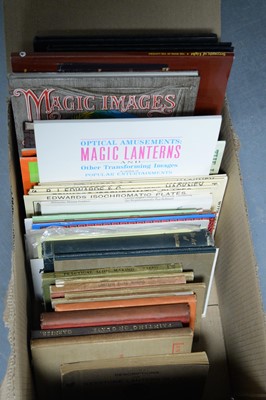 Lot 483 - A selection of hardback and other books, primarily relating to lantern slides, one box.