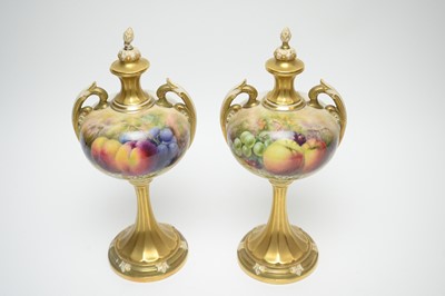 Lot 902 - Pair of Royal Worcester vases by Ricketts