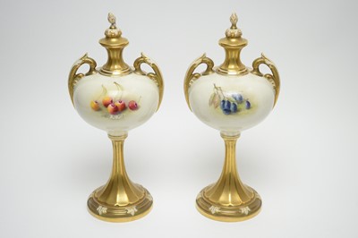 Lot 902 - Pair of Royal Worcester vases by Ricketts