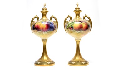 Lot 902 - Pair of Royal Worcester vases by Ricketts