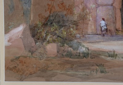 Lot 607 - David Roberts - A working sketch for Temple called El Khasne, Petra | watercolour