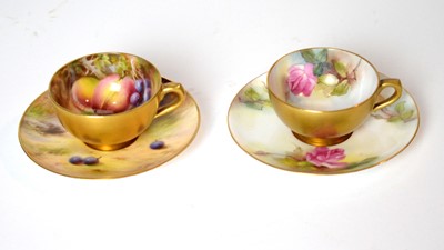 Lot 905 - Two small Royal Worcester Coffee cups and saucers