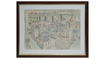Lot 550 - Charlie Rogers - Roofs and Bridges, Newcastle-Upon-Tyne | watercolour