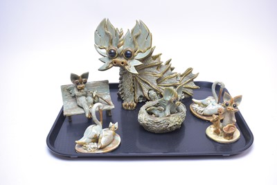 Lot 373 - A collection of pottery dragon figures, by Yare Designs Ltd.