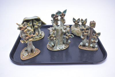 Lot 374 - A collection of pottery dragon figure groups, by Yare Designs Ltd, each featuring a dragon duo.