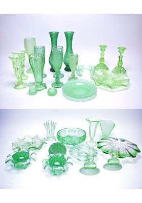 Lot 333 - A collection of North East pressed green glassware.