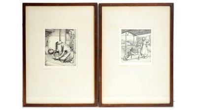Lot 587 - Enid Constance Butcher - The Lay Sister, and Breton Washerwoman | limited edition etchings