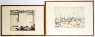 Lot 585 - Ernest Stephen Lumsden - Boats and Palace, and Boats and Coolies | etchings