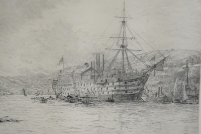 Lot 592 - William Lionel Wyllie - H.M.S. Britannia Anchored off Dartmouth | etching