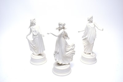 Lot 403 - A set of Wedgwood limited edition ‘The Dancing Hours’ Collection blanc de chine figures of ladies.