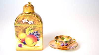 Lot 901 - Royal Worcester tea caddy and cover, coffee cup and saucer