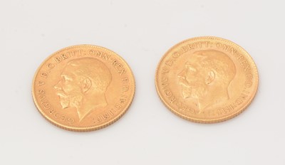 Lot 170 - Two George V gold half sovereigns, 1911 and 1914.
