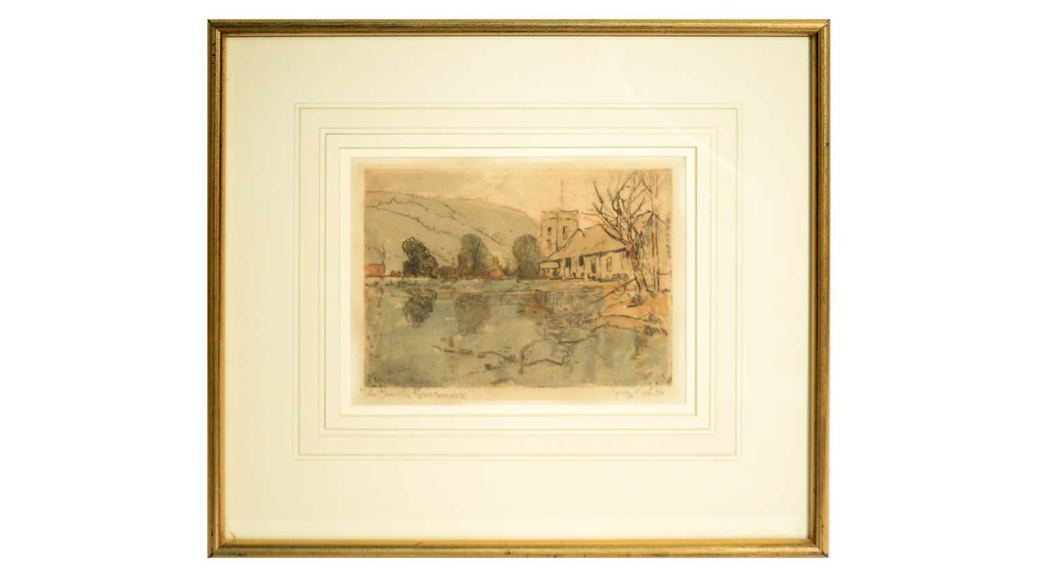 Lot 1020 - George Horton - The Church, Grasmere | hand-tinted etching