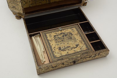 Lot 772 - Chinese black lacquer and gilt sewing box.