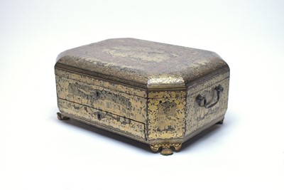 Lot 772 - Chinese black lacquer and gilt sewing box.