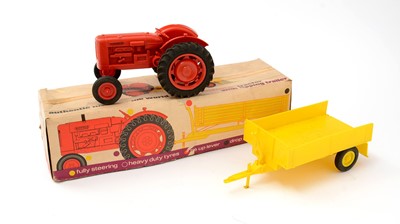 Lot 456 - Rovex Triang Large Scale Plastic Nuffield Universal Tractor and Trailer set