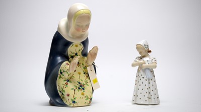Lot 290 - A Lenci ceramic figure of the Madonna; and a B & G Denmark figure of a girl.
