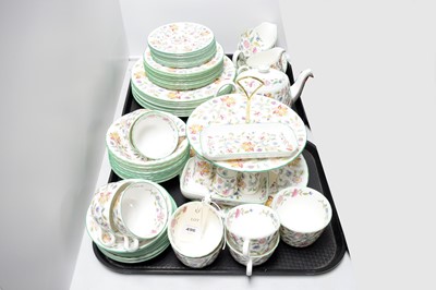 Lot 496 - A Minton 'Haddon Hall' pattern tea and dinner set.