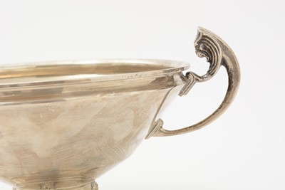Lot 22 - An art deco silver two handled cup with a conical bowl