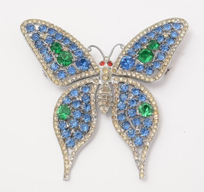Lot 11 - A 1930s butterfly brooch and pendant earring set